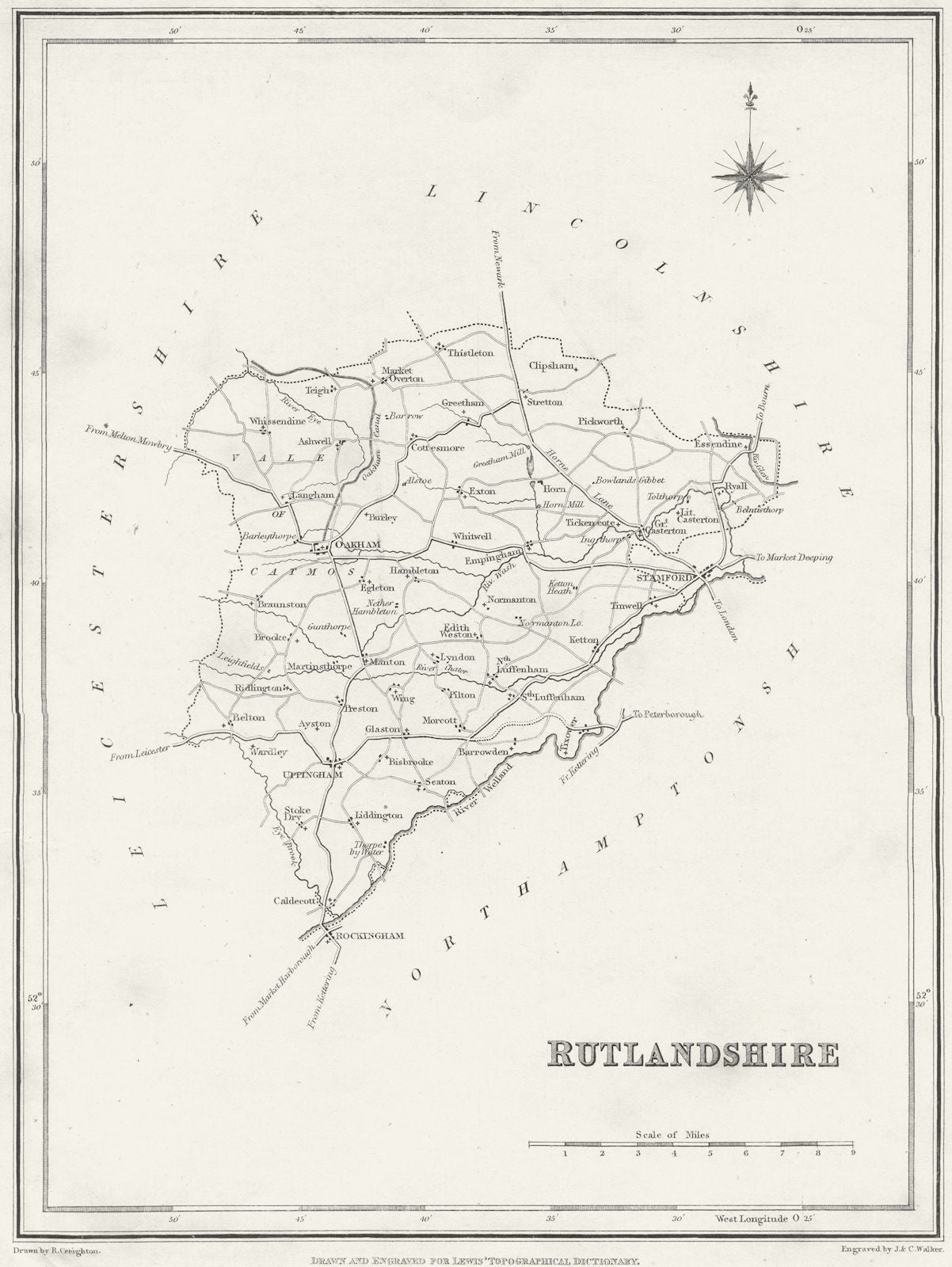RUTLAND. Rutlandshire. Lewis 1831 old antique vintage map plan chart